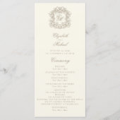 Elegant Monogram Crest Ivory Wedding Program Programmakaart (Voorkant)