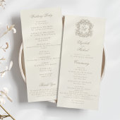 Elegant Monogram Crest Ivory Wedding Program Programmakaart