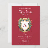 Elegant Monogram Crest Kerstfeest Kaart (Voorkant)