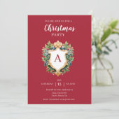 Elegant Monogram Crest Kerstfeest Kaart (Staand voorkant)
