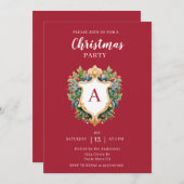 Elegant Monogram Crest Kerstfeest Kaart (Voorkant / Achterkant)