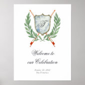 Elegant Monogram Crest Musical Welkom Feestbord Poster (Voorkant)