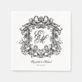 Elegant Monogram Crest Script Weddenschap Servet (Voorkant)