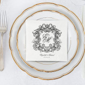 Elegant Monogram Crest Script Weddenschap Servet