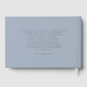 Elegant Monogram Crest Stoffig Blauw Zilver Bruilo Gastenboek (Achterkant)