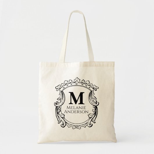 Elegant Monogram Crest  Tote Bag (Voorkant)