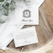 Elegant Monogram Crest Vintage Wedding Bedankkaart