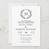 Elegant Monogram Crest Vintage Wedding Kaart (Voorkant)