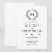 Elegant Monogram Crest Vintage Wedding Kaart (Voorkant / Achterkant)