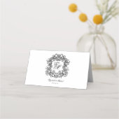 Elegant Monogram Crest Vintage Wedding Plaatskaartje (Achterkant)