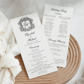 Elegant Monogram Crest Wedding Ceremony Programmakaart