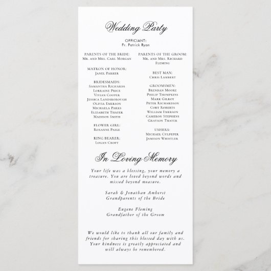 Elegant Monogram Crest Wedding Ceremony Programmakaart (Achterkant)