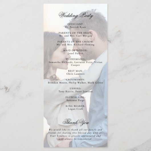 Elegant Monogram Crest Wedding Fotoprogramma Programmakaart (Achterkant)