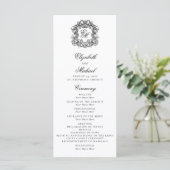 Elegant Monogram Crest Wedding Fotoprogramma Programmakaart (Staand voorkant)
