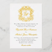 Elegant Monogram Crest Wedding Gold Folie Uitnodiging (Voorkant)