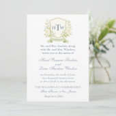 Elegant Monogram Crest Wedding Kaart (Staand voorkant)