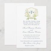 Elegant Monogram Crest Wedding Kaart (Voorkant / Achterkant)