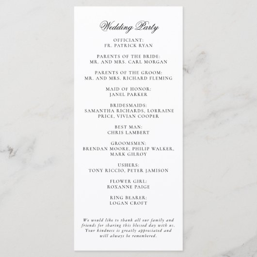 Elegant Monogram Crest Wedding Programmakaart (Achterkant)