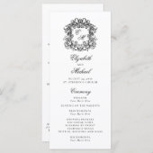 Elegant Monogram Crest Wedding Programmakaart (Voorkant / Achterkant)