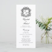 Elegant Monogram Crest Wedding Programmakaart (Staand voorkant)