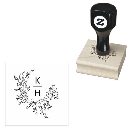 Elegant Monogram Crest Wedding Rubberstempel (Gestempeld)