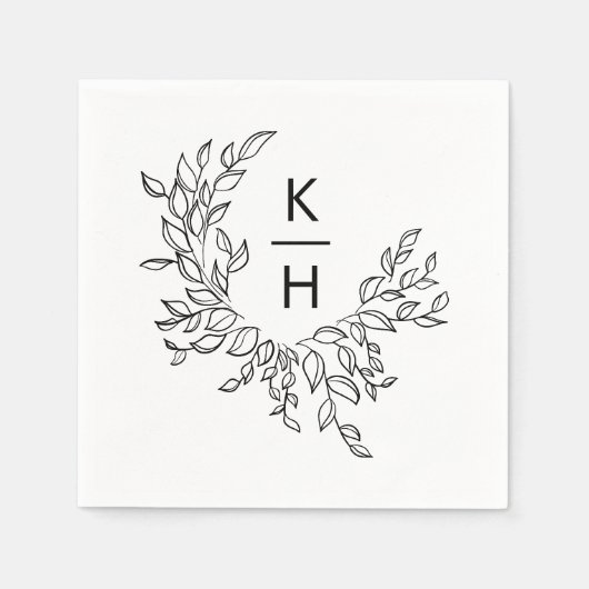 Elegant Monogram Crest Wedding Servet (Voorkant)