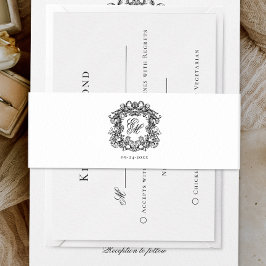 Elegant Monogram Crest Wedding Uitnodigingen Wikkel