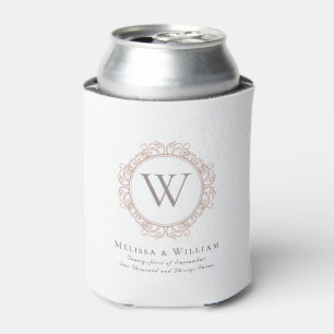Elegant Monogram Crest Wit Bruiloft Blikjeskoeler