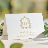 Elegant Monogram Crest Wit Goud Afstuderen Bedankkaart