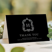 Elegant Monogram Crest Zwart Wit Afstuderen Bedankkaart