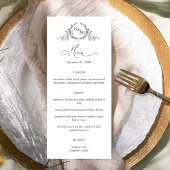 Elegant Monogram Crown Crest Wedding Menu