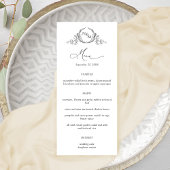 Elegant Monogram Crown Crest Wedding Menu