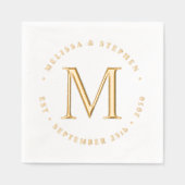 Elegant Monogram Custom Bruid & Bruidegom Wedding  Folie Servetten (Voorkant)
