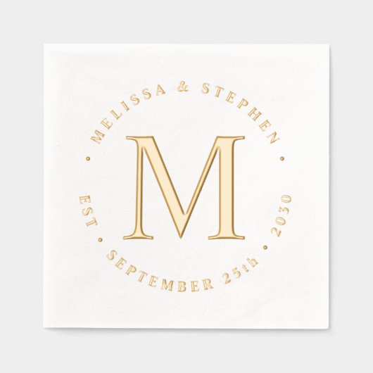 Elegant Monogram Custom Bruid & Bruidegom Wedding  Folie Servetten (Voorkant)