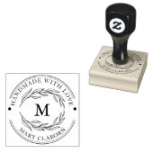 Elegant Monogram Custom Naam Handgemaakt Met Liefd Rubberstempel (Gestempeld)
