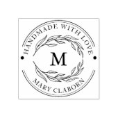 Elegant Monogram Custom Naam Handgemaakt Met Liefd Rubberstempel (Afrduk)