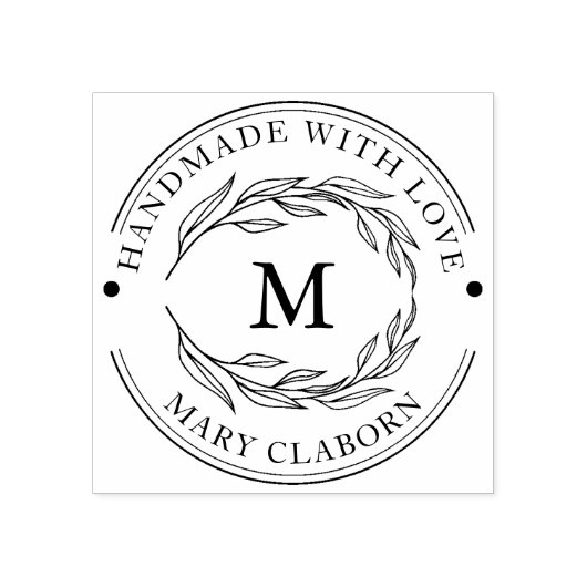 Elegant Monogram Custom Naam Handgemaakt Met Liefd Rubberstempel (Afrduk)