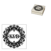 Elegant Monogram Custom Round Wedding Rubber Stamp Rubberstempel (Gestempeld)