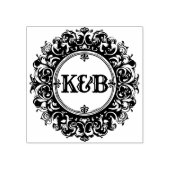 Elegant Monogram Custom Round Wedding Rubber Stamp Rubberstempel (Afrduk)