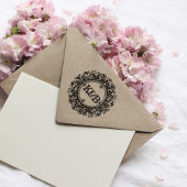 Elegant Monogram Custom Round Wedding Rubber Stamp Rubberstempel