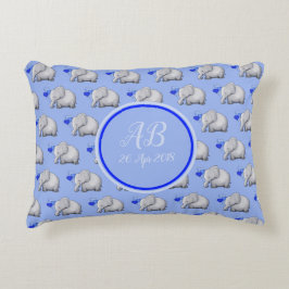 Elegant Monogram Cute Baby Boy Elephants Nursery Accent Kussen