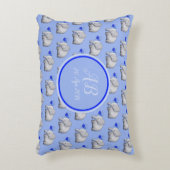 Elegant Monogram Cute Baby Boy Elephants Nursery Accent Kussen (Voorkant(Verticaal))