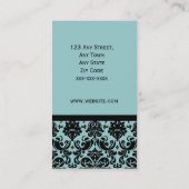 Elegant Monogram Damask Blue Visitekaartje (Achterkant)