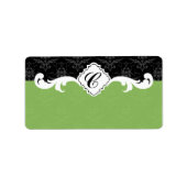 Elegant Monogram Damask Etiket (Voorkant)