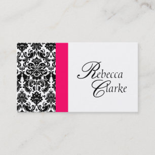 Elegant Monogram Damask roze Business Card Visitekaartje