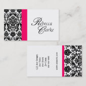 Elegant Monogram Damask roze Business Card Visitekaartje (Voorkant / Achterkant)
