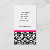 Elegant Monogram Damask roze Business Card Visitekaartje (Achterkant)