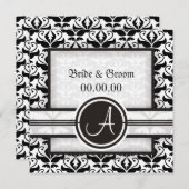 Elegant monogram Damask Save the Date Aankondiging (Voorkant / Achterkant)