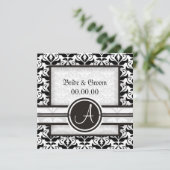 Elegant monogram Damask Save the Date Aankondiging (Staand voorkant)