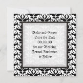 Elegant monogram Damask Save the Date Aankondiging (Achterkant)